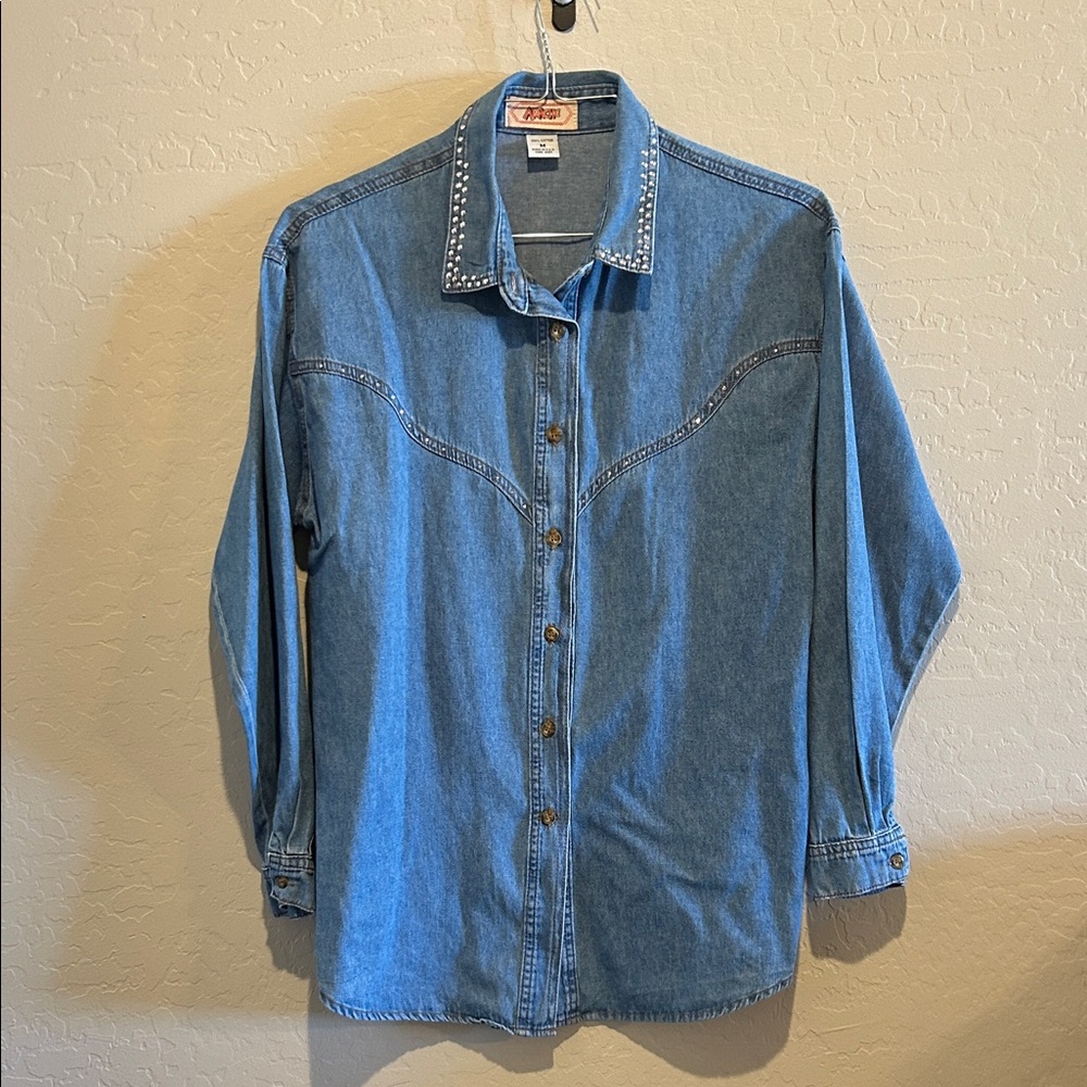 Classic Blue Denim Button Down Shirt